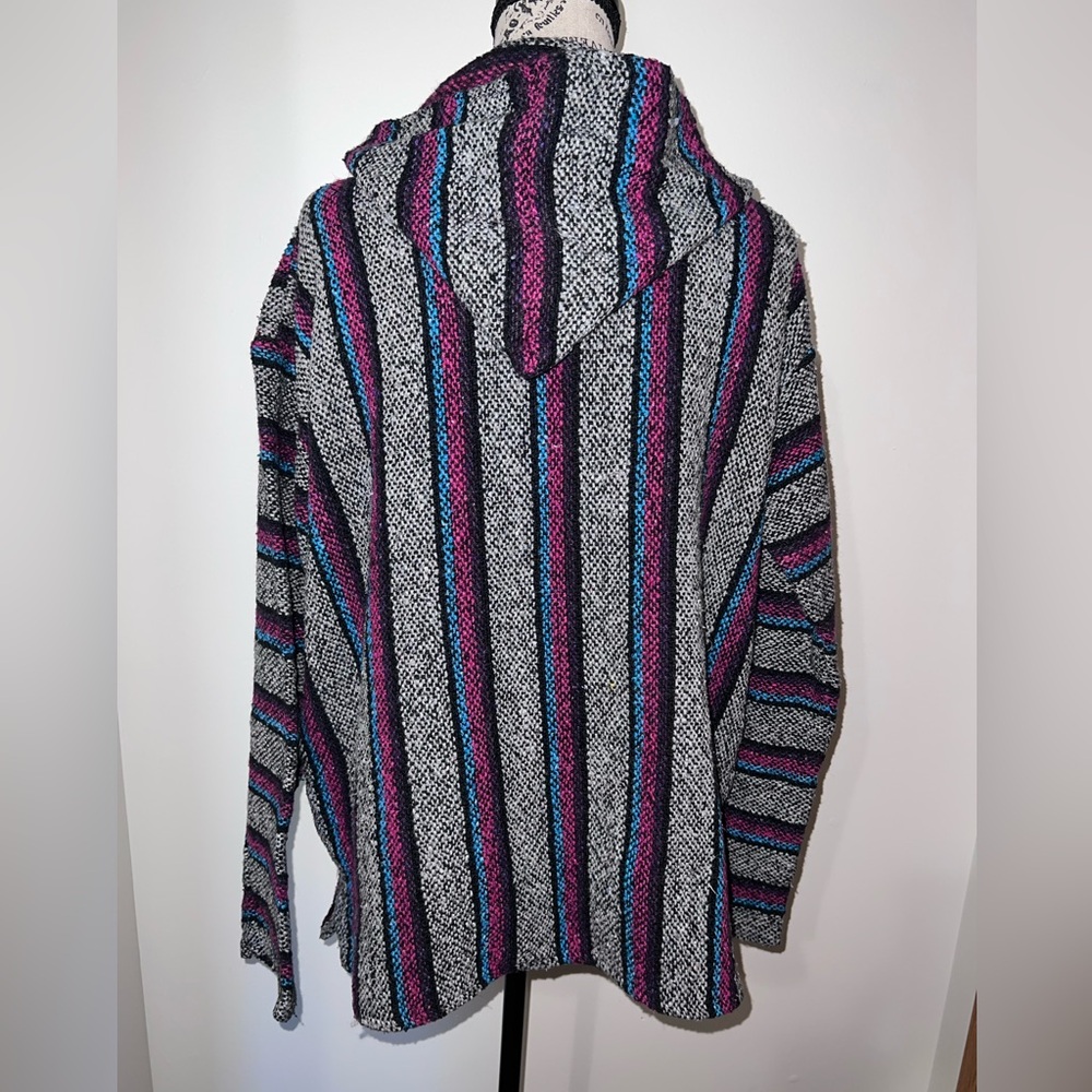 Öland Vintage XL Baja Hoodie Rug Knit Mexican Pullover Surf Boho - Picture 5 of 9